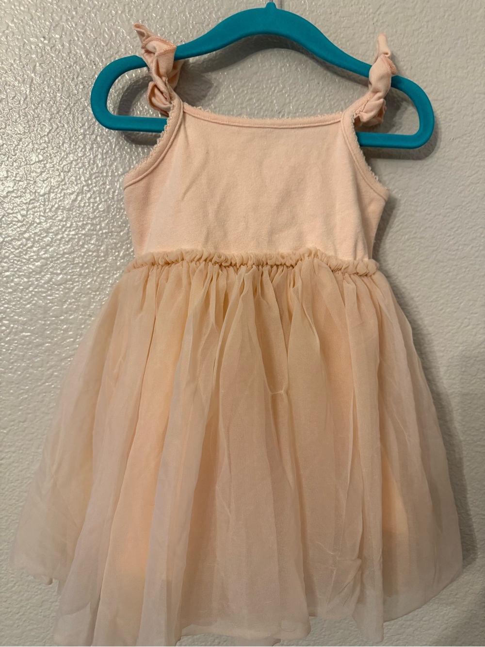 Jamie Kay Peach Tulle Dress with Knotted Straps